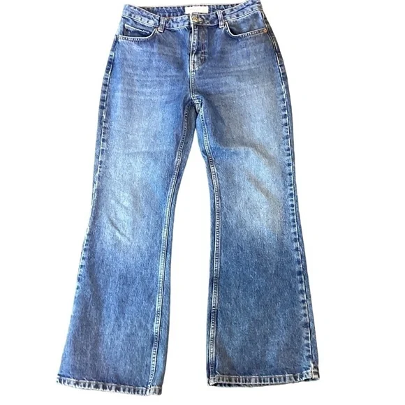 TOP SHOP TWO Blue Jeans High Waisted Rigid 90s Flare 30x30 ( meas 33x29.5) #302E - Picture 4 of 12